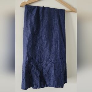 Navy Blue Linen Maxi Skirt